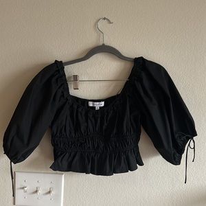 Black Puff Sleeve Top